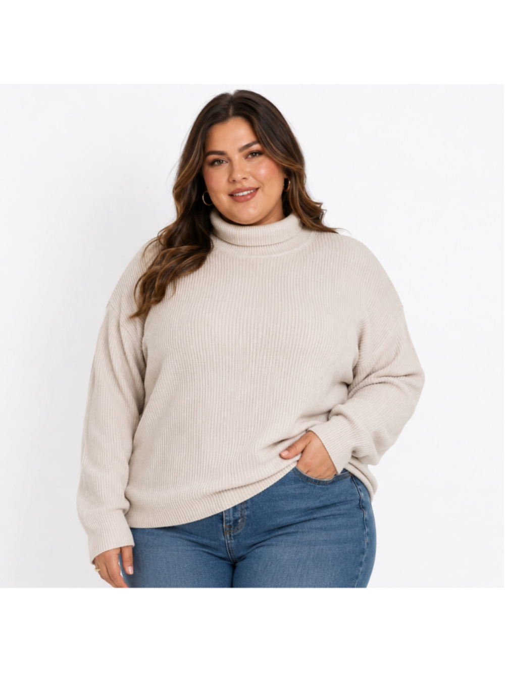 Women's Plus Size A New Day Ribbed Mock Neck Sweater – Oatmeal – Size 1X – NWT